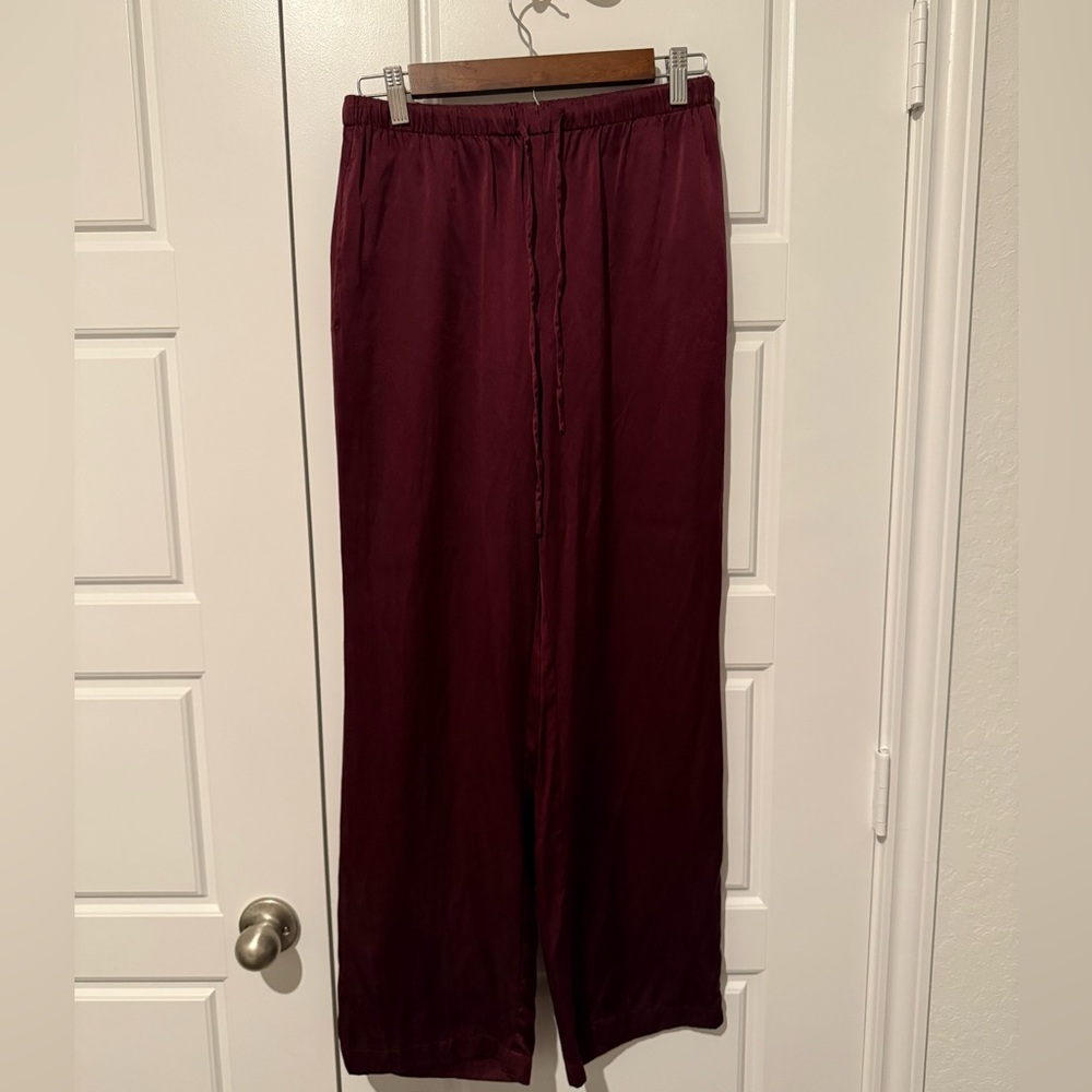 Quince Women's Maroon Drawstring Silk Pants
